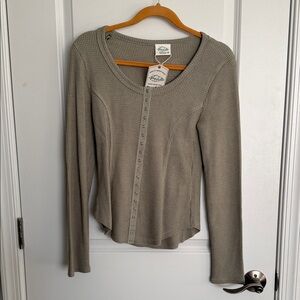 New Mix Green Waffle Knit Button-Down Shirt